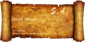 Seif Anna névjegykártya